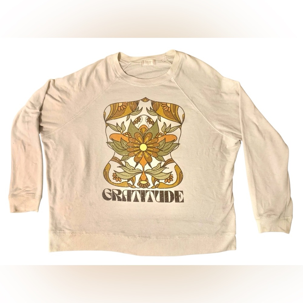 Altar’d State Women’s Gratitude Long Sleeve Shirt Earth Tones Retro Look Size M